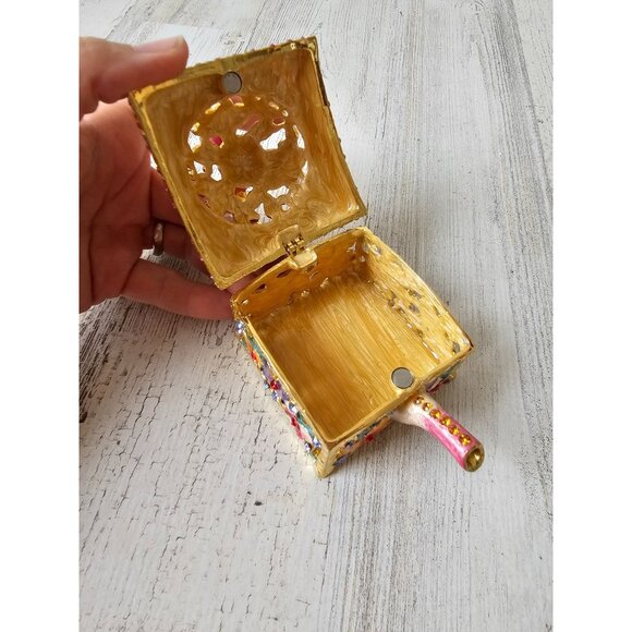 Kalifano watering can jeweled trinket jewelry box rhinestone flowers gardener un - Picture 8 of 8